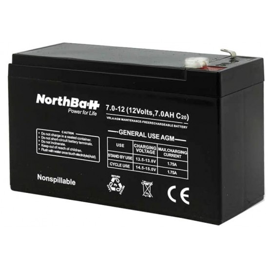 Επαναφορτιζόμενη μπαταρία Northbatt 12-7 ,12V 7AH