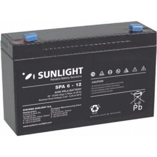 Επαναφορτιζόμενη μπαταρία Sunlight  SPA6-12 ,6V 12ah