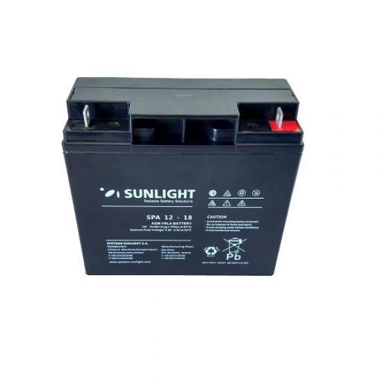 Επαναφορτιζόμενη μπαταρία SUNLIGHT  SPA12-18 ,  12V  18Ah