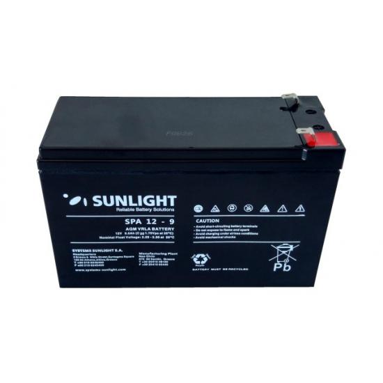 Επαναφορτιζόμενη μπαταρία SUNLIGHT  SPA12-9  F2 , 9AH